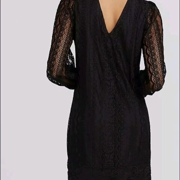 NWOT Express Elegant Black Lace Dress Mock Neck Size S - Picture 2 of 15